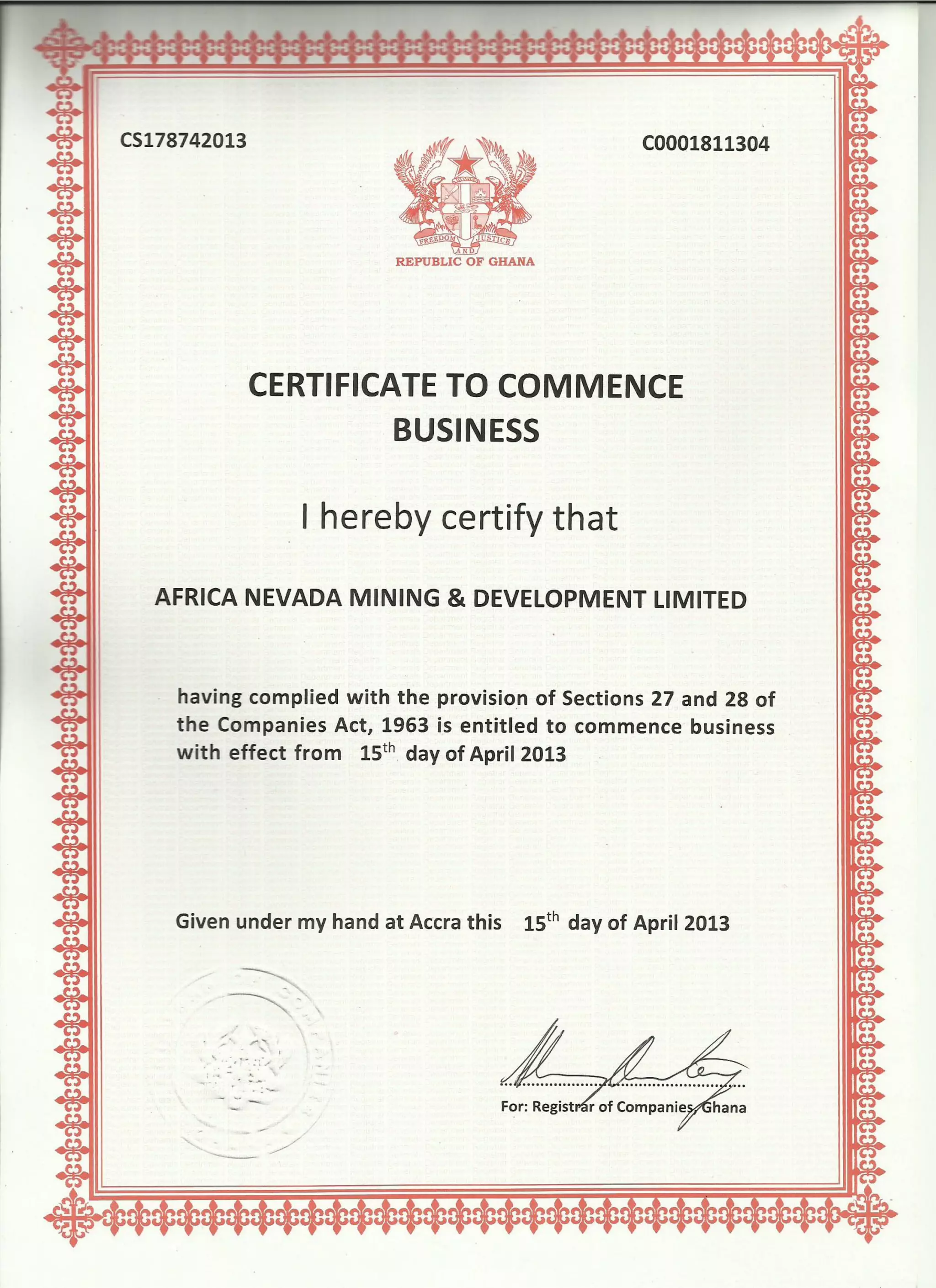 business certificate